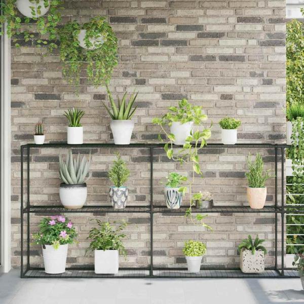3-stöckiger Pflanzenständer Schwarz 400 x 32 x 104 cm Stahl