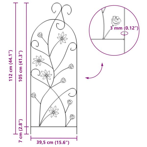 Gartenzaun Spalier 3 pcs Grün 112 x 40 cm Stahl
