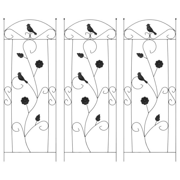 Gartenzaun Spalier 3 pcs Schwarz 112 x 40 cm Stahl