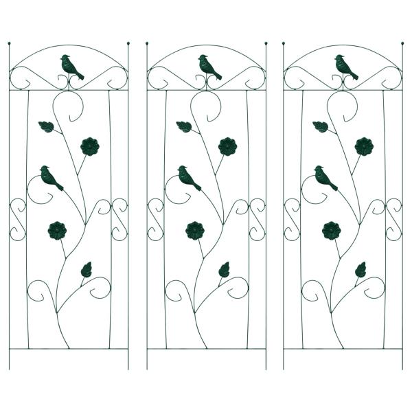 ARDEBO.de - Gartenzaun Spalier 3 pcs Grün 112 x 40 cm Stahl