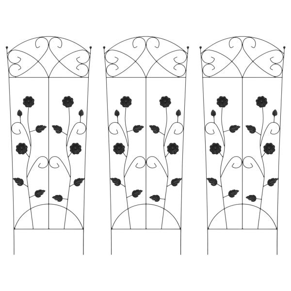 Gartenzaun Spalier 3 pcs Schwarz 112 x 40 cm Stahl