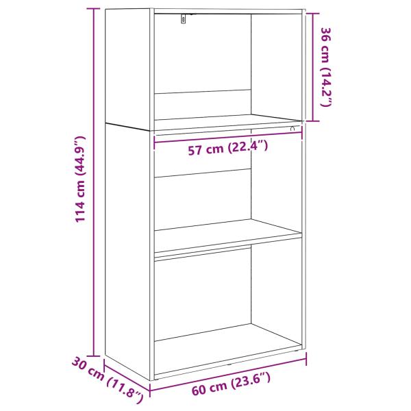 ARDEBO.de - Bücherregal Schwarz Eichen-Optik 60 x 30 x 76.5 cm