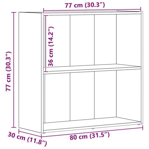 Bücherregal Schwarz Eichen-Optik 60 x 30 x 76.5 cm