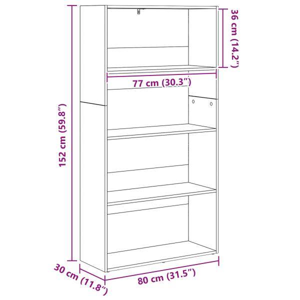 Bücherregal Schwarz Eichen-Optik 80 x 30 x 151,5 cm