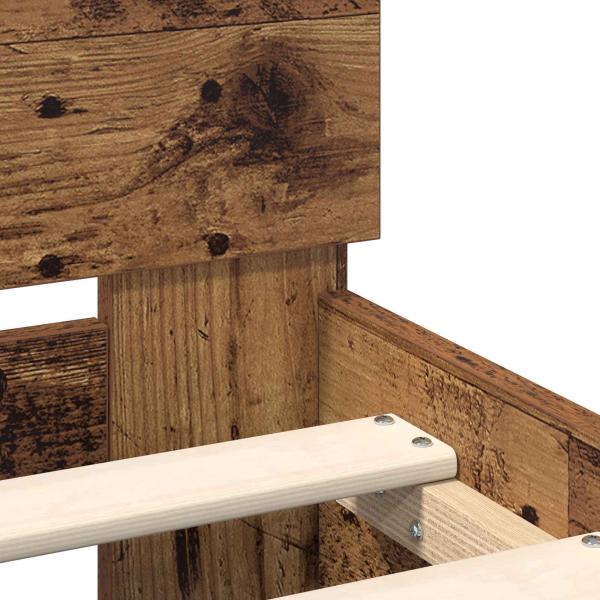 Bettrahmen mit Kopfteil Altholz 75 x 190 cm Holzwerkstoff