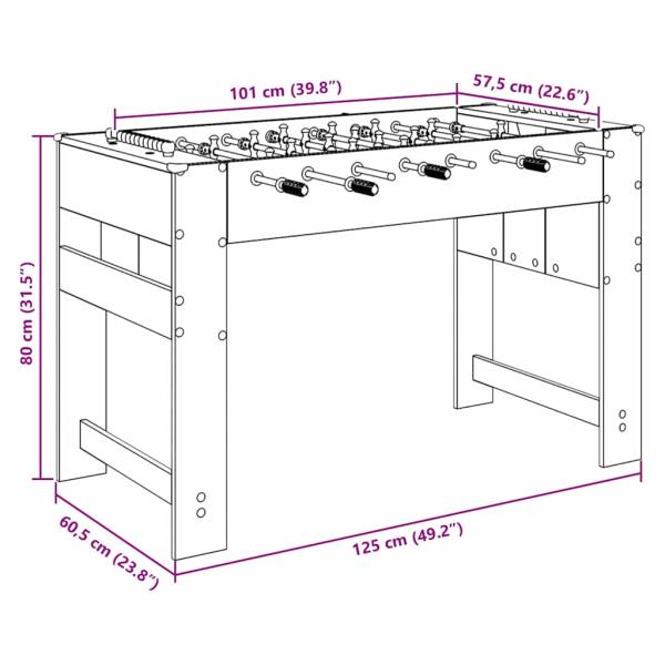 Tischfußballtisch Altholz 125 x 60,5 x 80 cm Holzwerkstoff