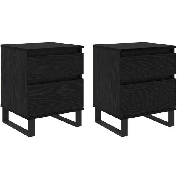 Nachttisch 2 pcs Schwarz Eichen-Optik 40 x 35 x 50 cm