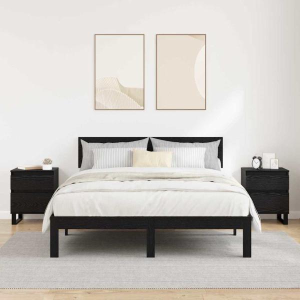 Nachttisch 2 pcs Schwarz Eichen-Optik 40 x 35 x 50 cm