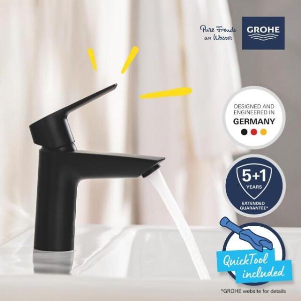 GROHE Quickfix Start Einhebel Waschtischarmatur, 1/2", S-Size, mattschwarz (235512432)