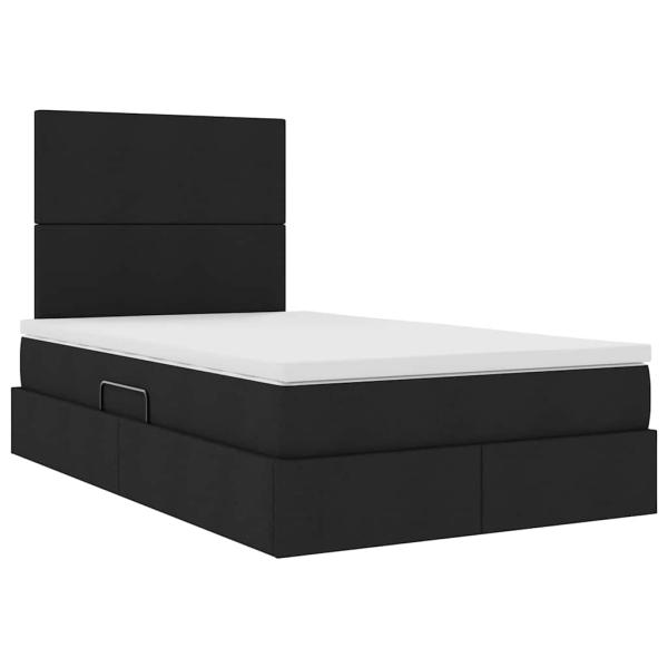 Aufbewahrungsbett mit Matratze Schwarz 120 x 200 cm Stoff
