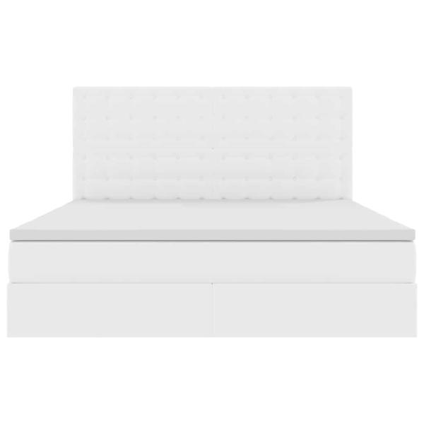 Bett mit Stauraum und LED Reinweiß 180 x 200 cm Kunstleder