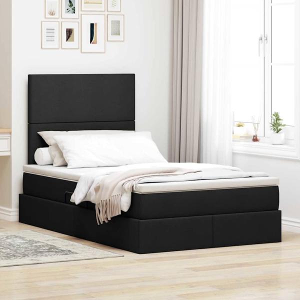 ARDEBO.de - Bett mit Stauraum und LED Schwarz 120 x 200 cm Polyester