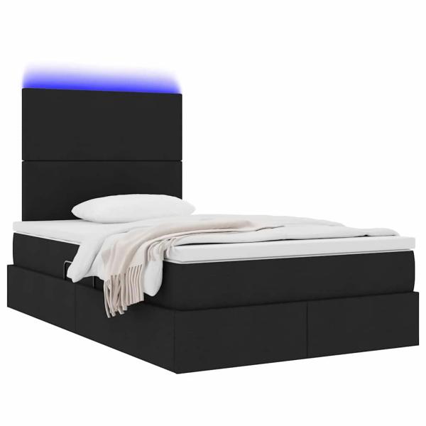 Bett mit Stauraum und LED Schwarz 120 x 200 cm Polyester