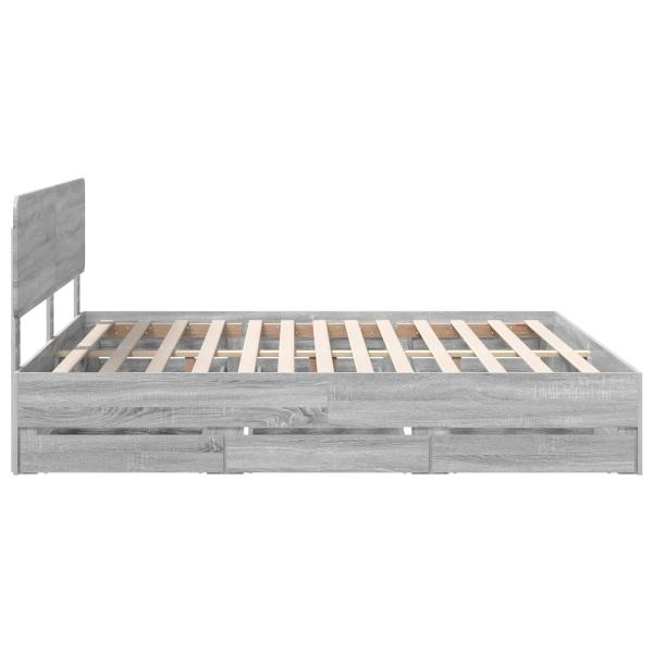 ARDEBO.de - Bettrahmen Graues Sonoma 180 x 200 cm Ingenieurs Holz