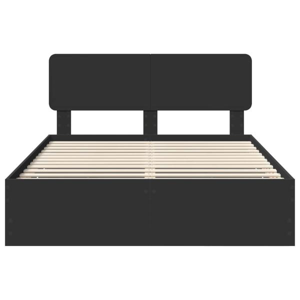 ARDEBO.de - Bettrahmen mit Schubladen Schwarz 140 x 190 cm Ingenieurs Holz