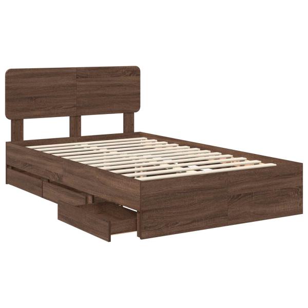Bettrahmen Braun Eichen-Optik 120 x 200 cm Ingenieurs Holz