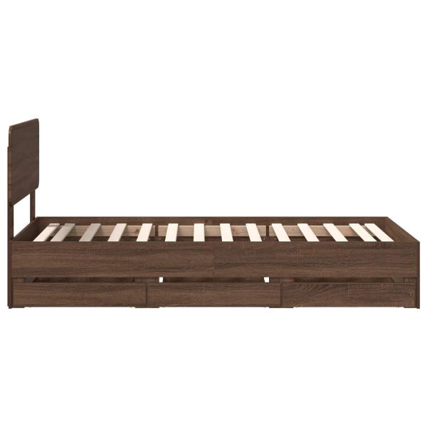 Bettrahmen Braun Eichen-Optik 90 x 200 cm Ingenieurs Holz