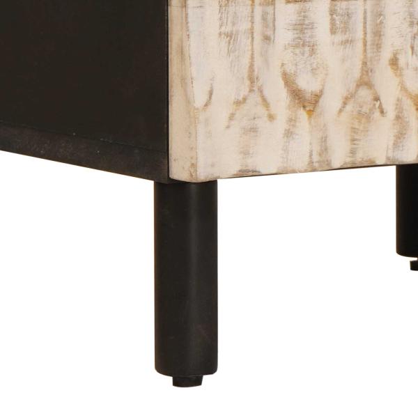 Nachttisch Weiß 40 x 33,5 x 46 cm Massivholz Mango