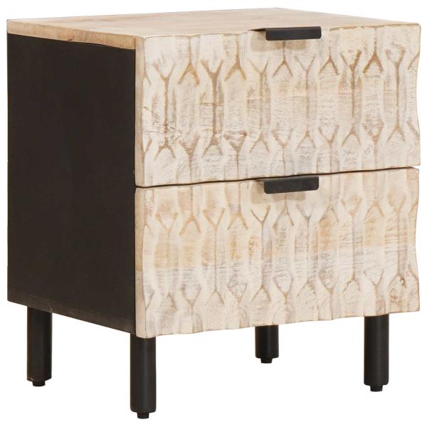 Nachttisch 2 pcs Weiß 40 x 33,5 x 46 cm Massivholz Mango