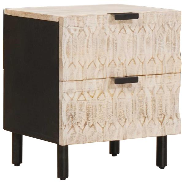 Nachttisch 2 pcs Weiß 40 x 33,5 x 46 cm Massivholz Mango