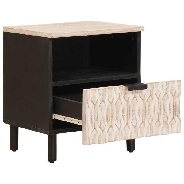 Nachttisch mit Schubladen Weiß 40 x 33 x 46 cm Massivholz Mango