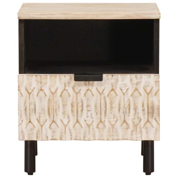 Nachttisch mit Schubladen Weiß 40 x 33 x 46 cm Massivholz Mango