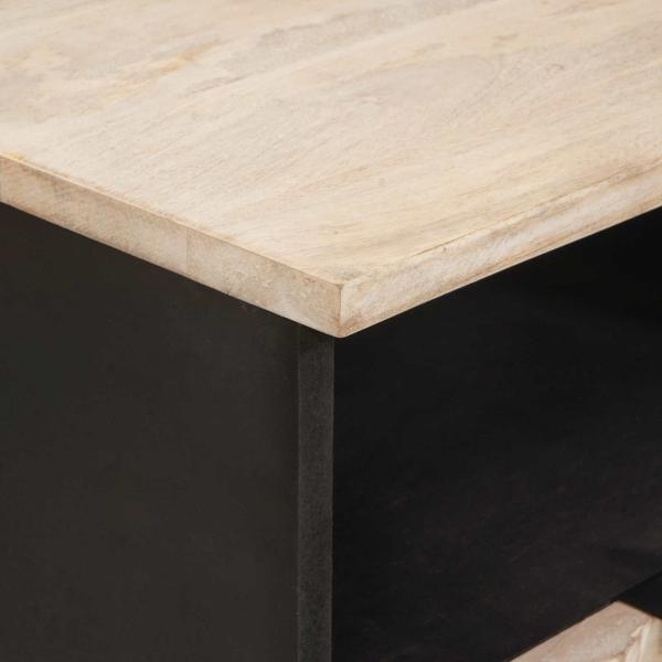 Nachttisch mit Schubladen Weiß 40 x 33 x 46 cm Massivholz Mango