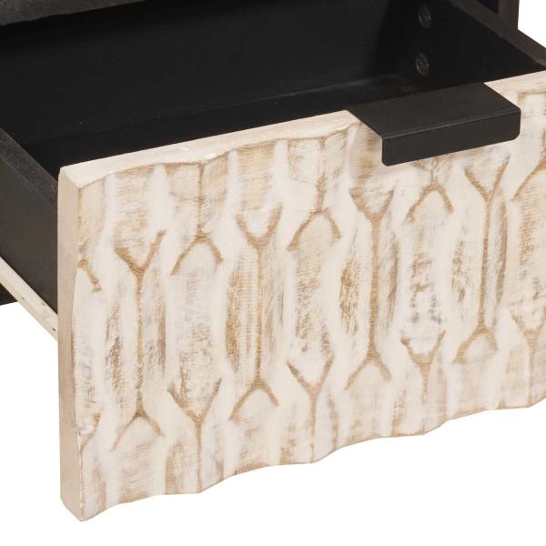 Nachttisch mit Schubladen Weiß 40 x 33 x 46 cm Massivholz Mango