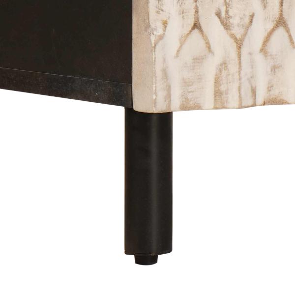 Nachttisch mit Schubladen Weiß 40 x 33 x 46 cm Massivholz Mango