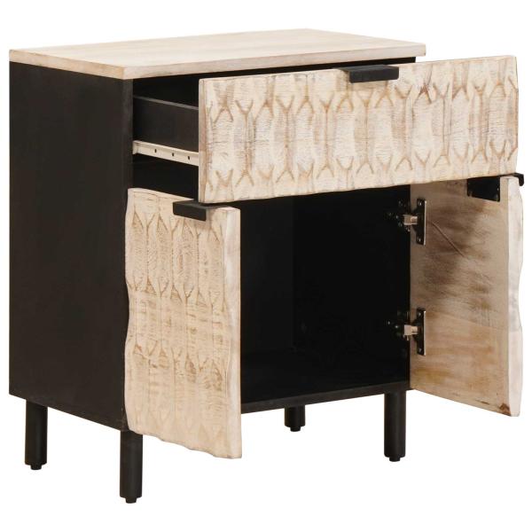 Nachttisch mit Schubladen Weiß 50 x 33 x 60 cm Massivholz Mango