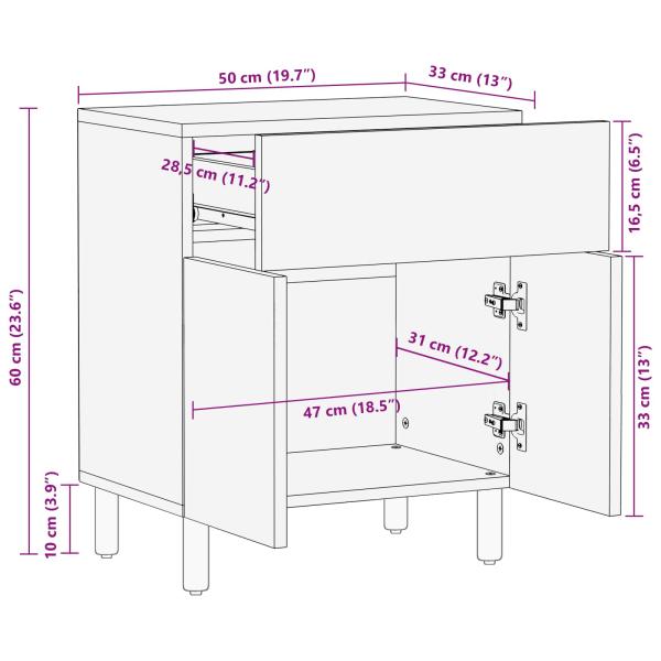 Nachttisch mit Schubladen Weiß 50 x 33 x 60 cm Massivholz Mango