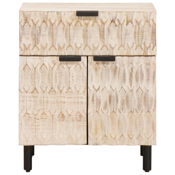 Nachttisch mit Schubladen Weiß 50 x 33 x 60 cm Massivholz Mango