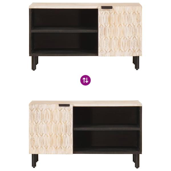 TV-Schränk Weiße gewaschene Oberfläche 80 x 31,5 x 46 cm