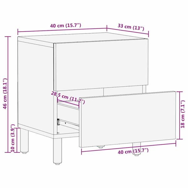 Nachttisch Braun 40 x 33,5 x 46 cm Massivholz Mango