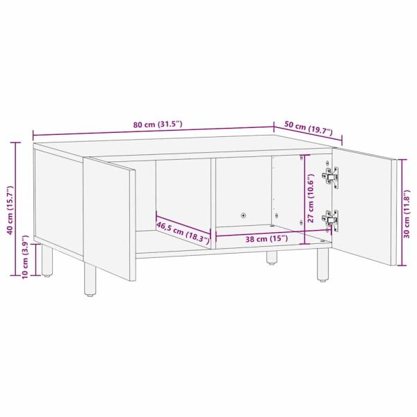 Couchtisch Braun 80 x 50 x 40 cm Massivholz Mango