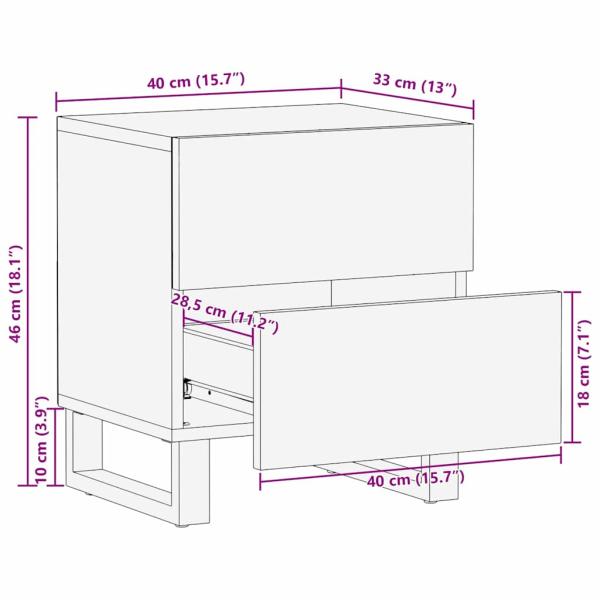 Nachttisch Natur 40 x 33,5 x 46 cm Massivholz Mango