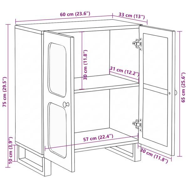 Sideboard Braun 60 x 33,5 x 75 cm Massivholz Mango