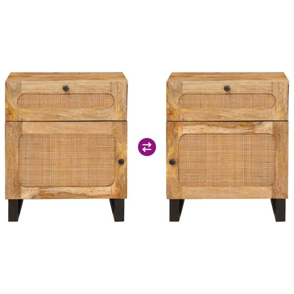 Nachttisch Natur 50 x 33 x 60 cm Massivholz Mango