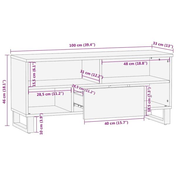 TV-Schränk mit Regal Braun 100 x 33,5 x 46 cm Massivholz Mango