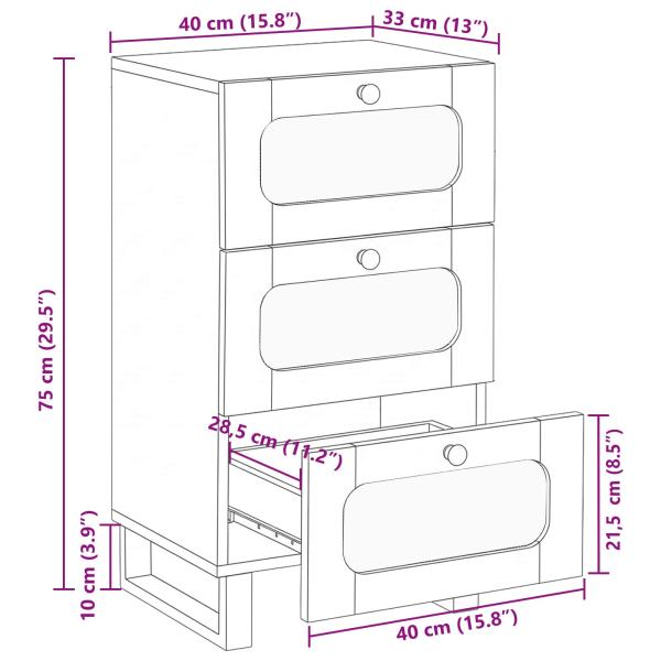 Sideboard mit Speicher Braun 40 x 33,5 x 75 cm Massivholz Mango
