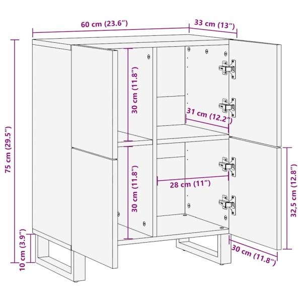 Sideboard mit Speicher Braun 60 x 33,5 x 75 cm Massivholz Mango