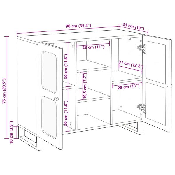 Highboard mit Tür Braun 40 x 33,5 x 110 cm Massivholz Mango