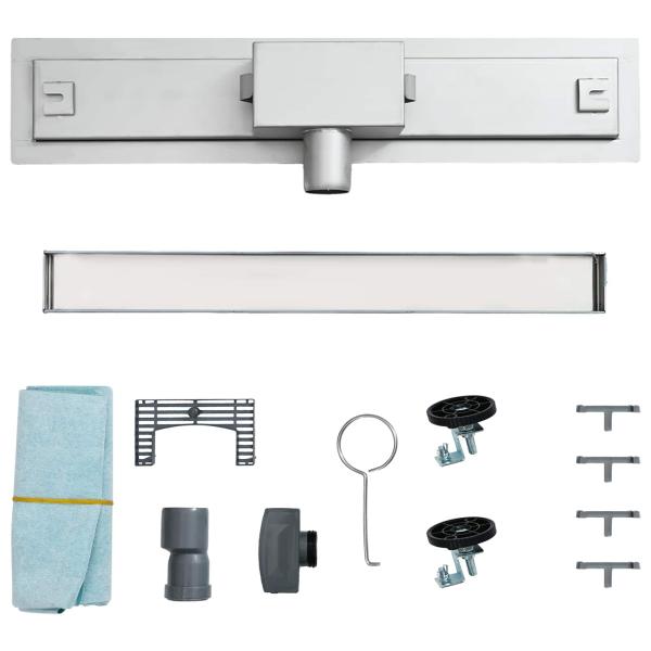 Duschabfluss mit Glasabdeckung Silber 80 cm Edelstahl 304