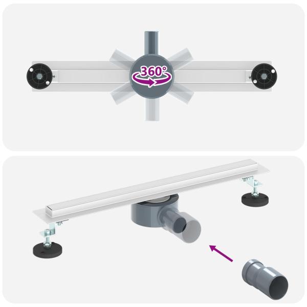 360° Duschablauf mit slim Modell Silber 50 cm Edelstahl 304