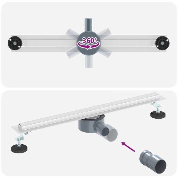 360° Duschablauf mit slim Modell Silber 60 cm Edelstahl 304