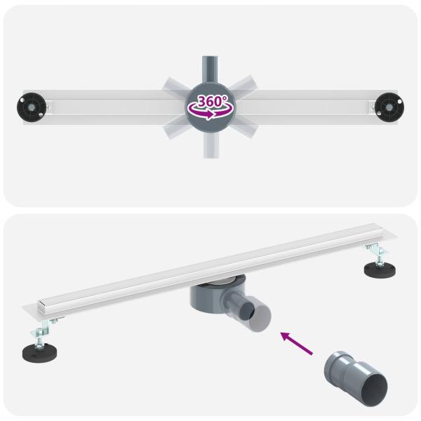 360° Duschablauf mit slim Modell Silber 70 cm Edelstahl 304