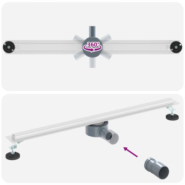 360° Duschablauf mit slim Modell Silber 80 cm Edelstahl 304