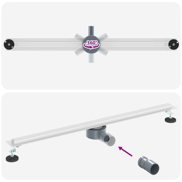 360° Duschablauf mit slim Modell Silber 90 cm Edelstahl 304