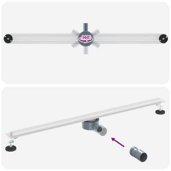 360° Duschablauf mit slim Modell Silber 100 cm Edelstahl 304