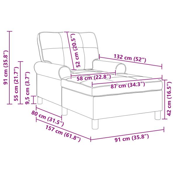 Lounge-Liege mit Kissen Grau 91 x 157 x 91 cm Antikes PU